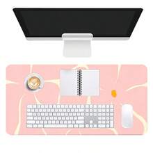 Pink Floral Leather Desk Mat, Beautiful Artistic Large Mouse Pad, Desk Accessory, Non-Slip Keyboard Pad, Leather Material, Suitable For Office, Home Computer Desk Protective Pad, Can Be Given As A Gift To Men, Women, Gaming Mouse Pad, Desk Accessory - View 6