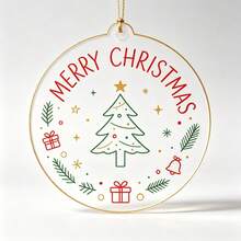 1pcsChristmas Acrylic Round Ornament, MERRY CHRISTMAS Printed Xmas Tree Hanging Pendant, Home Party Decor Holiday Gift - Multicolor - View 6