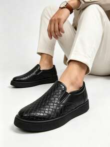 Men Leather Casual Shoes Breathable Loafers Men Sneakers New Male Comfortable Leather Flat Footwear Sneakers Men Shoes - Black - View 3