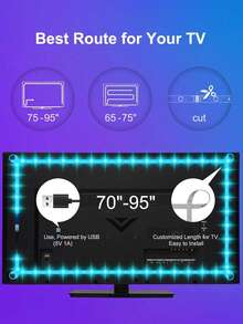 1 Roll 5050 RGB LED Smart TV Light Strip, Flexible Self-Adhesive Color Changing Dimmable, Suitable For TV Background, Game Room, Christmas, Holiday Party, Valentine's Day Decoration And Ambient Lighting - Multi-color light - View 12