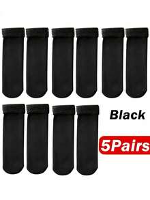 1/2/4/5 Pairs Of New Women's Winter Thickened Warm Short Socks,Ce Socks, Snowce Socks, Home Socks, Snow Socks Autumn Winter Warm Mid-Calf Socks - Multicolor - View 11