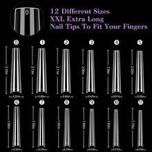240 piezas de puntas de uñas transparentes extra largas tipo ataúd, uñas postizas autoadhesivas, suministros de arte de uñas, DIY varios estilos, perfectas para mujeres y niñas en fiestas/citas/bodas y uso diario, uñas de otoño, uñas de Halloween, uñas de Navidad - transparente - Ver 6