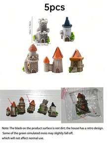 1/5pcs Miniature Castle Building Resin Ornament, European Vintage Multi-Style Mini Tower Model, Fairy Garden Micro Landscape, Desktop Micro Landscape Gardening Decoration, Handmade DIY Scene Arrangement Accessory, Home Desktop Creative Decor, Scene Prop Fairy Tale Garden, Miniature Model, Halloween Christmas Decoration - Mini Castle - View 12