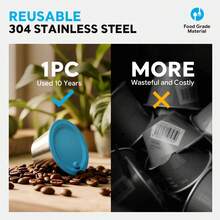 1pc Reusable Stainless Steel Coffee Capsule, Suitable For Coffee Machines, Refillable Filter, Stop Wasting Disposable Capsules, Coffee Machine Accessory - Silver - View 7
