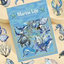 50pcs Ocean Creature Stickers With Gold Foil, Suitable For Laptop, Scrapbook, Journal, Water Bottle, Guitar, Helmet And Other DIY Decorations - 1 Set - View 16