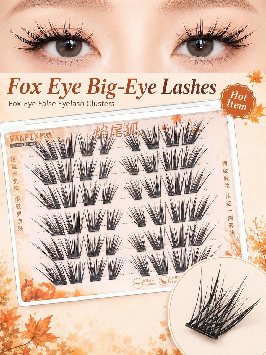 WANPIN Segmented False Eyelashes, Beginner-Friendly, Ready To Use, Reusable, Glue-Free Option Available, Varied Lengths, Natural Hair-Like Texture, Lightweight And Comfortable On Eyes, No Eye Irritation, Suitable For Daily Commute, Parties And Weddings - C - View 1