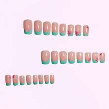 24pcs/Pack (12 Mixed Colors Randomly Selected) Y2K Short Square French Painted Press-On Nails, 3D Gel Flower, Ladybug, Polka Dot & Pearl Design, Spring/Summer Manicure, Easy-To-Wear Acrylic False Nail Set - Multicolor - View 5