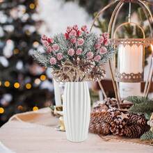 10pcs/5pcs/1pc Set Artificial Red Berry Branches With Pine Needles And Jute Rope Bows, Christmas Pine Branch Floral Decoration, Artificial Red Berry Wreath Decor, Christmas Tree Decorative Bouquet Garland Holiday Props,Halloween - Multicolor - View 6
