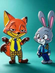 Disney 2pcs Zootopia Cute Cartoon Fox & Rabbit Enamel Pins, Random Style 4pcs Creative Character Brooch Pins For Collar Decoration, Backpack, Jacket And Clothing Accessories - Multicolor - View 9