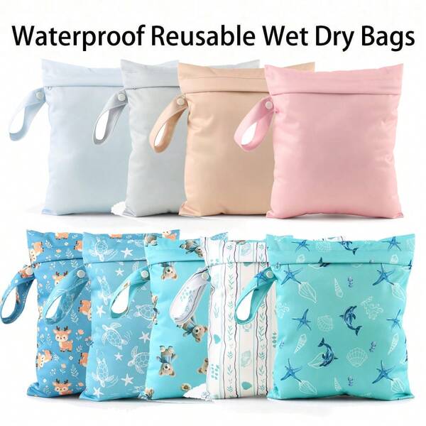 Wet Clothes Bag, Washable Diaper Bag, Mommy Bag, Fashionable Animal Print Beach Bag, Zipper Travel Cosmetic Storage Bag