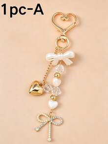 Cute Valentine's Day Heart-Shaped Keychain - Fashion Style Flower Pendant With Lobster Clasp, Gold Metal Ring Accessory, Romantic Gift For Girlfriend, Wife, Girlfriend (Valentine's Day Gift) - Multicolor - View 10