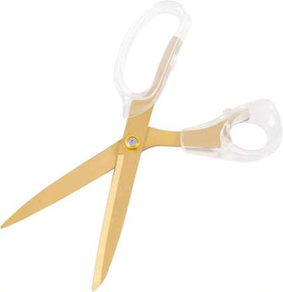 Scissors For Office, Gold Scissors 9" All Purpose Heavy Duty With Titanium Coated Sharp Blades - Sewing Scissors For Fabric & Craft, Gold Desk