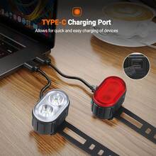 Mountain Bike Front And Rear Lights, LED USB Rechargeable, Handlebar Mount, High Brightness, Suitable For Night Riding - Multicolor - View 5