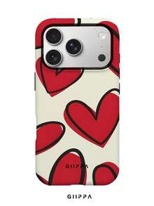 GIIPPA 1pc Red Heart Graffiti Pattern Design, Phone 17 Pro Max Phone Case, Compatible With Phone 16 Pro Max, 15 Pro Max, 14 Pro Max, Korean Style High-End Fashion Fun Phone Case, Compatible With 11/12/13/14/15/16 Pro Max Plus, Elegant Design Suitable For Men And Women, Perfect Gift For Girlfriend On Christmas, Valentine's Day, Easter, Wedding Season And Birthday! - Multicolor - View 1