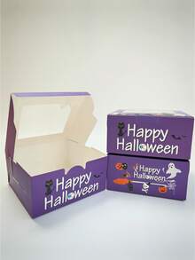 4/12pcs Christmas Theme Window Paper Dessert Boxes, Foldable Baking Packaging Boxes, Suitable For Halloween Cookies, Macarons, Tarts, Holiday Party Gift Empty Boxes - View 9