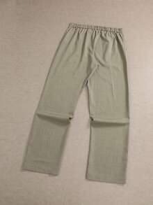 Khaki Semi-Elastic Waist Pleated Straight Leg Trousers, Drapey Loose Fit Business Casual Commuter Pants For Men - Khaki - View 6