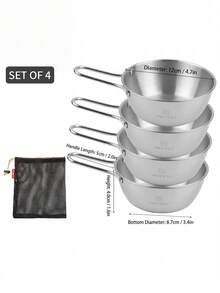 1pc/4pcs/1set Camping Cookware Stove Fork Spoon Set, Tableware Set, Sierra Cup, Suitable For Backpacking, Outdoor Camping, Hiking And Picnic, Camping Cookware Set, Camping Equipment, Campfire Utensils, Non-Stick Cooking Equipment, Lightweight Stackable Pots And Bowls With Storage Bag, Suitable For Outdoor Hiking, 304 Stainless Steel Cup And Travel Hiking Gear Set - Multicolor - View 11