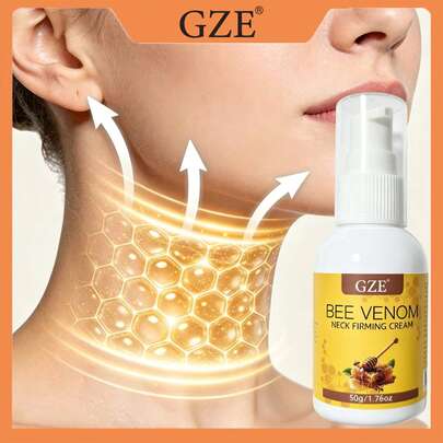 Crema reafirmante para el cuello con veneno de abeja GZE 50g, crema hidratante para el cuidado de la piel del cuello, suaviza la piel del cuello y la línea de la mandíbula, loción de belleza diaria para el cuello para mujeres