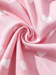 2pcs/Set Women's Christmas Pajamas Red Summer Cute Pajama Top Sexy Camisole Shorts Full Print Heart Pattern Homewear Sleepwear Set Back To School - Baby Pink - View 10