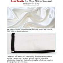16:9 Foldable White Projector Screen, Wrinkle-Resistant Soft Fabric, Portable Home Theater Movie Screen - White - View 11