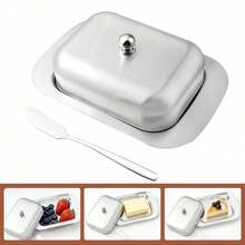 1/2pcs Butter Dish With Lid, Durable Stainless Steel Material - High Seal Butter Storage Box, Cheese, Butter, Bread Storage Box, Suitable For Countertop And Refrigerator, Rust-Proof And Easy To Clean, Perfect Fit For Standard Butter Sticks, Suitable For Home, Hotel, Restaurant - Holiday Gift - Kitchen Cheese Container, Kitchen Accessories, Kitchen Gadgets - View 3