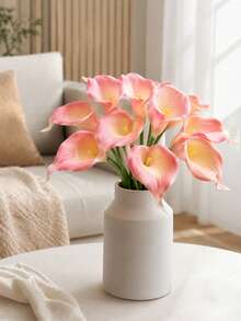 1/6/12/20Pcs PU Pink Artificial Calla Lily Flowers,Realistic Faux Calla Lily Bouquet, No Vase, For Home Table, Wedding, Indoor Outdoor, Garden, Party Decor Floral Arrangement - Baby Pink - View 6