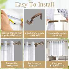 Wood Curtain Rod, Heavy Duty Adjustable, Fits 66-120" Windows - Wood Grain - View 6