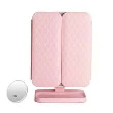 1pc Tri-Fold LED Makeup Mirror, Rotatable Desktop Mirror, 3x/2x/1x Magnification, Touch Screen Brightness Control, With Stand And 3 Lighting Modes, Suitable For Home And Travel Use, Ideal Holiday Gift - Multicolor - View 15