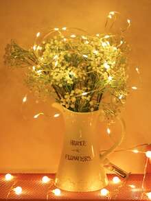 1pc Christmas Home Decoration Warm Light Plastic Copper Wire LED String Light, Battery Powered Fairy Light, Suitable For Outdoor Garden Decoration, Camping Decor, Wedding Party, Bedroom Curtain Decor String Light, Christmas Tree Decor String Light - Yellow - View 17