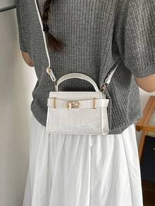 Tas Selempang Wanita Elegan dan Chic, Warna Solid Baru, Serbaguna, Tekstur Berkualitas Tinggi, Tas Bahu Minimalis Elegan yang Dipersonalisasi - Putih - View 2