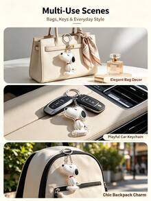 SNOOPY Dog Keychain, Backpack Hook, Bag Pendant, Decoration. Soft Matte Texture. Super Cute Design. Waterproof And Scratch-Resistant. Won't Yellow Over Long-Term Use. Cute Design, Versatile And Practical Without Looking Out Of Place. - Multicolor - View 10