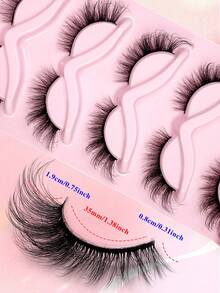 ENCHUW 5 Pairs Fox Eye Eyelashes Cat Eye Lashes Eyelashes Fluffy Soft Natural Long Fake Lashes - Black - View 2