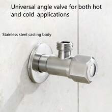 Wall‑Mounted Angle Stop Valve 304 Stainless Steel Water Control Shut Off Valve Universal Hot & Cold Water Switch For Bathroom Kitchen Toilet,AngleValve ,WaterShutOffValve ,BathroomHardware ,StainlessSteelValve ,ToiletWaterValve - one-size - View 2