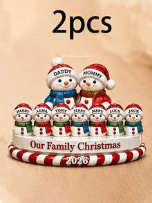 Custom Christmas Snowman Ornament, Personalized 1-9 Names Family Decor, Customized Xmas Keepsake Gift, Customizable Tree Hanging Ornament For Family Christmas Party Decorations - Style F - View 13