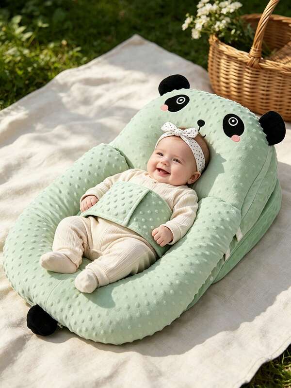 3-Piece Set 2026 New Panda Newborn Baby Lounger, Suitable For Home And Travel, Anti-Reflux Feeding Pillow, Baby Lounger Cushion, Helps Reduce Spitting Up, Care Pillow, Baby Lounger Reflux Wedge Nursing Pad, Essential Baby Supplies For New Parents: Nursing Pillow And Baby Support Pillow, Baby Cradle, Baby Nest, Baby Pod, Suitable For Home Use And Travel, Breathable Soft Baby Lounger, Essential Gift For Newborn Babies