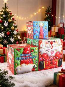 3pcs/Set Kotak Hadiah Dekorasi Natal, Kotak Hadiah Kertas Kartun, Dekorasi Pajangan, Kotak Hadiah untuk Dekorasi Jendela Pohon Natal, Cocok untuk Pesta Natal, Pernikahan, Ulang Tahun, Kotak Kemasan Lipat, Dekorasi Meja Makan Rumah untuk Pesta Liburan, Hadiah Terbaik untuk Teman dan Keluarga - Berbagai gaya - View 3