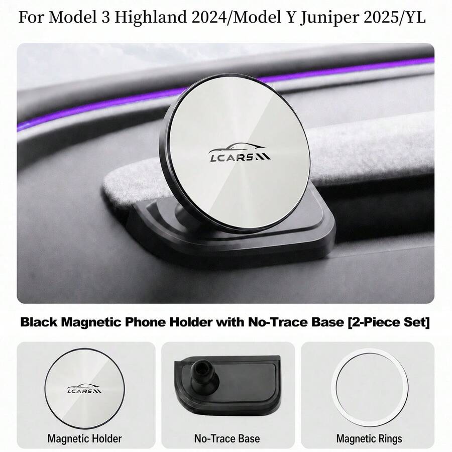 LCARS Tesla Model Juniper Y/Model 3 Highland/Launch/YL Refresh 專用手機支架,圓形磁吸式手機架,適用左駕駕駛座中控出風口,無痕安裝車用手機架 - 適用於 3 / Y Juniper - 查看 1