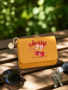 Cherry Print Short Wallet, Compact And Portable Wallet, Multi-Card Slot Card Holder, Minimalist Fashion Zipper Coin Purse, Cherry Red Bright And Eye-Catching, Convenient For Commuting And Metro Card Swiping, Quick Payment In Shopping Malls, Fast Coin And Change Retrieval For Vacation And Travel Checkout, Travel ID And Room Key Storage And Anti-Loss, Suitable For Women, College Students, Office Workers, Perfect For Gifting Between Friends, Halloween, Christmas, Souvenir, Birthday Gift - Multicolor - View 6
