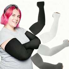 1 Paar Kompressions-Armstulpen in Große Größen, einfarbig, geeignet für muskulöse Männer und kurvige Frauen, ganzjährige formende Armstulpen, für Fitness, Outdoor, Reisen und den täglichen Gebrauch - Grau - Übersicht 11