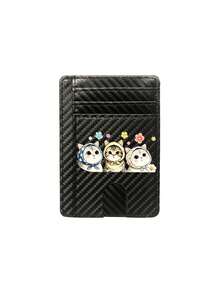 Slim Multi Slot Card Holder With Cute Cat Pattern,Mini Credit Card Wallet Portable Id Card Case For Women,Credit Card Holder Money Clip With Id Window - Multicolor - View 14