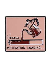 Fun Coffee Theme Brooch Creative English Slogan Metal Pin Bag Clothing Decoration Small Badge - Multicolor - View 10