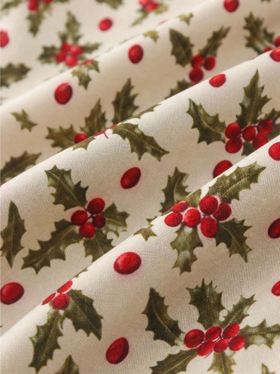 1pc Christmas Printed Fabric, Floral Pattern, Handmade Holiday Party Decoration, Background Cloth, Clothing, Bedding, Tablecloth, 19.68/36/108/180 Inches Long, 150cm Wide, DIY Sewing Supplies, Home Decor Fabric - Multicolor - View 1