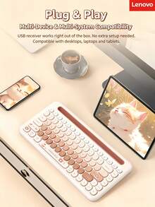 Lenovo Wireless Keyboard, USB Receiver, Quiet Keys, Ergonomic, Universal For Office, Study, Desktop, And Laptop - View 7
