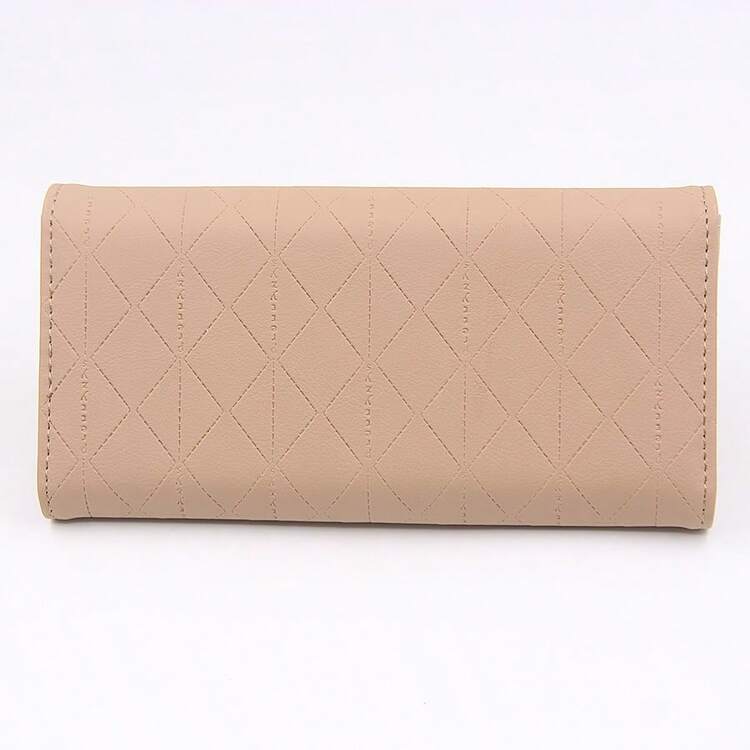 1pc Camel Color Long Clutch Bag Korean Style PU Minimalist Fashion Women's Foldable Leaf Pendant Clutch Bag Multifunctional Foldable Women's Phone Wallet Multi-Card Slot Fashion Versatile Daily Travel Large Capacity Ticket Holder Gift For Spring Festival Birthday Party Bank Card Holder - Camel - View 2