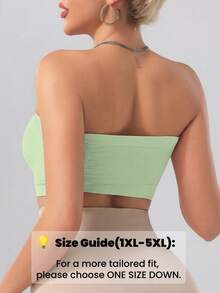 3pcs/Set Plus Size Women Seamless Strapless Single Layer Camisole Bras, Comfortable Soft Full Coverage Yoga Bras Spring Sports Fall - Multicolor - View 3
