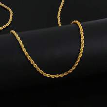 1pc Gold-Plated Twisted Rope Chain Necklace, Unisex, Minimalist Design Fashion Accessory - Multicolor - View 1