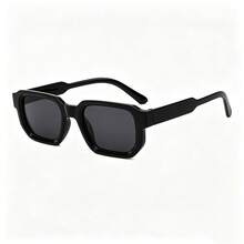 1 Pair Men's Geometric Full Frame Decorative Glasses, Retro Square Frame, Suitable For Daily Street Wear And Outfits - Black/Gray C1 - View 4