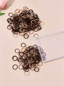 50/100pcs 2CM Elastic Hair Bands, Girls Rubber Bands, Cute Small Hair Ties With Decorative Rings, No-Damage Hair Accessories, Candy Color Hair Ropes And Hair Rings For Girls, Suitable For Shopping And Dressing Up - Multicolor - View 4