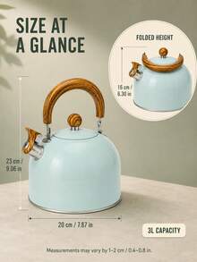 3L Large Capacity Stainless Steel Whistling Kettle, Stove-Top Whistling Teapot, Durable Flat Bottom Hot Water Kettle, Suitable For Gas Stove, Electric Stove, Ceramic Cooktop, Home Tea And Coffee Kitchen Tea Set - Sky Gray Green - View 9