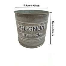French Vintage Distressed Iron Planter, Retro Metal Flower Bucket, Garden Balcony Decor Planter, Distressed Iron + Vintage Letter Print, Suitable For Garden, Balcony, Homestay And Other Scenes - New Model - View 12